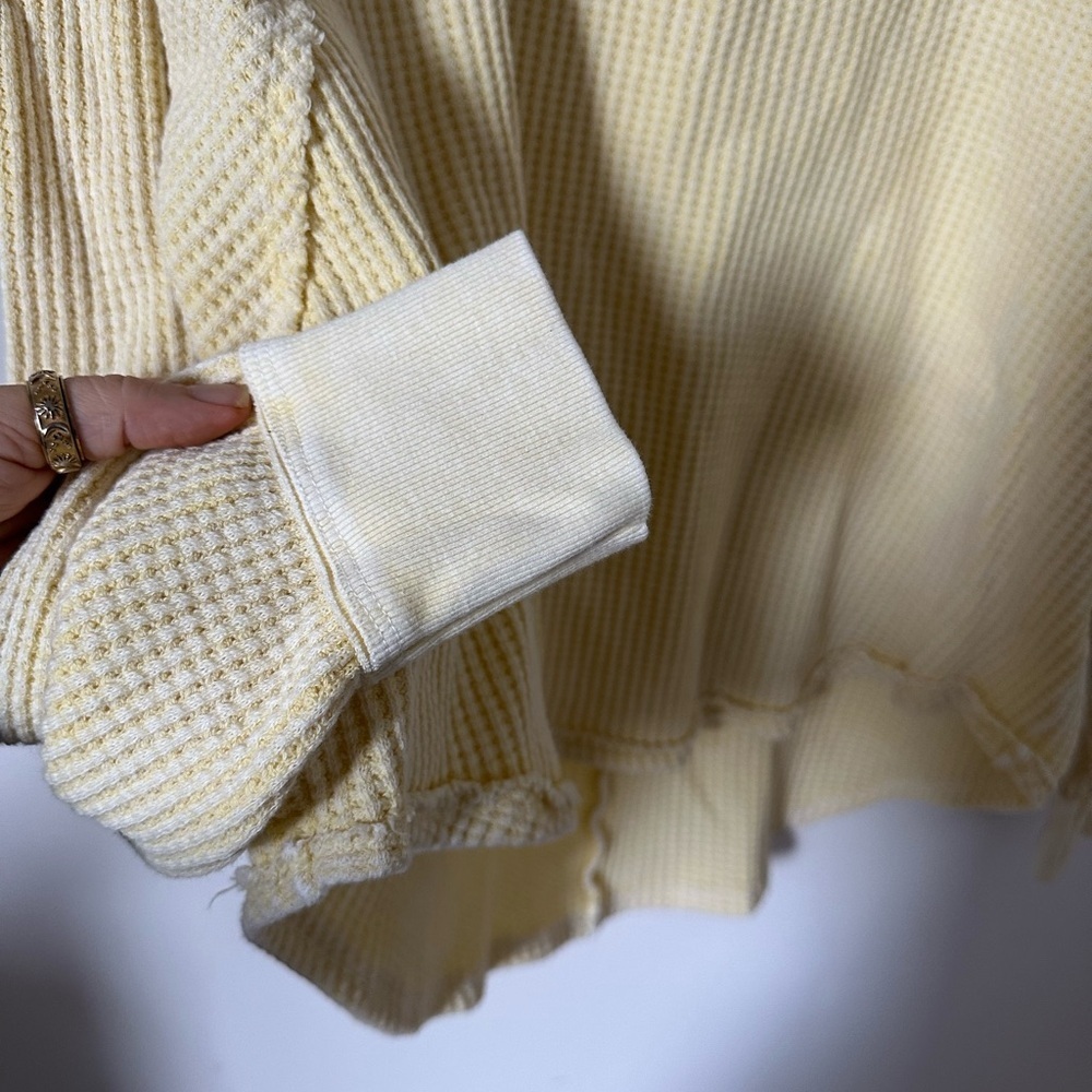 Bucketlist Waffle Knit Pullover Oversized Raw Hem Boho Top Size XL - Picture 6 of 8
